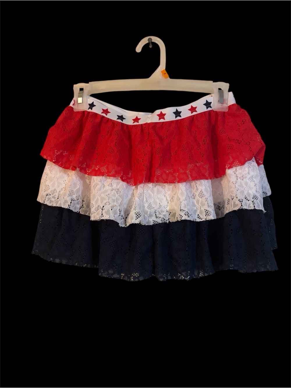 Patriotic Lace Tiered Skirt - Red White Blue